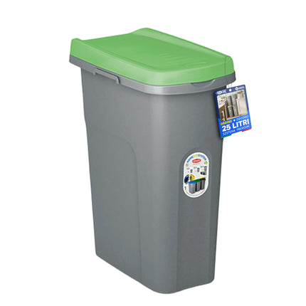 Stefanplast Bidone Spazzatura 25L Eco System | Pattumiera Esterno Verde Stefanplast