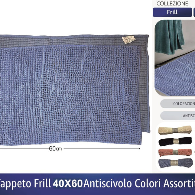 Tappeto da Bagno Frill, Poliestere, Antiscivolo, Colori Assortiti | 40x60cm e 50x80cm 40x60 cm World Plastic