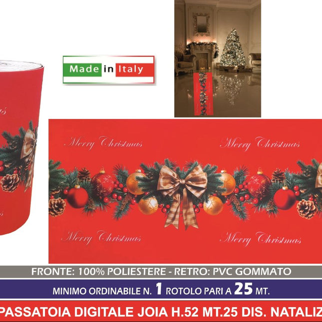 Passatoia Natalizia Digitale Joia – Rotolo da 25 Metri (Altezza 52 cm) World Plastic