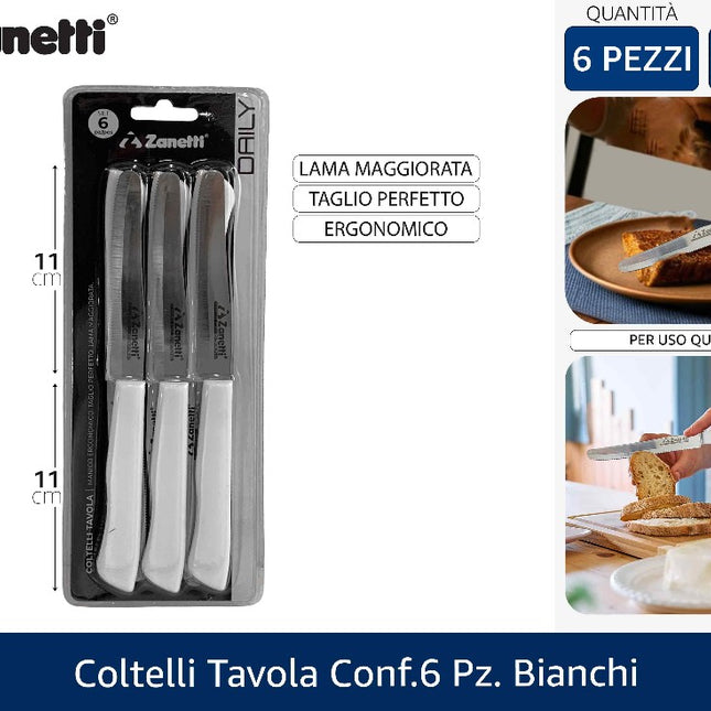 Coltelli Tavola Conf.6 Pz. Bianchi Zanetti
