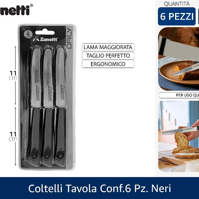 Coltelli Tavola Conf.6 Pz. Neri Zanetti