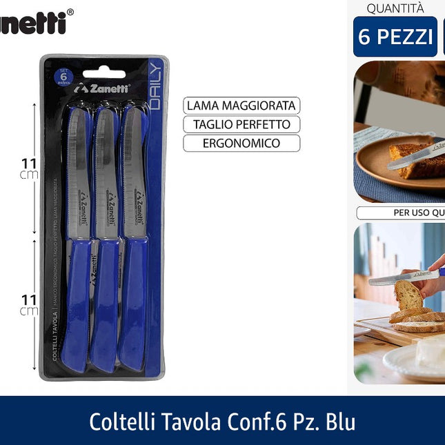 Coltelli Tavola Conf.6 Pz. Daily Blu Zanetti