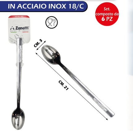 Set Posate Monica Conf. 6 Pz. Forchettina Dolce, Forchetta Tavola, Cucchiaio, Cucchiaino Caffè, Bibita, Coltello Tavola