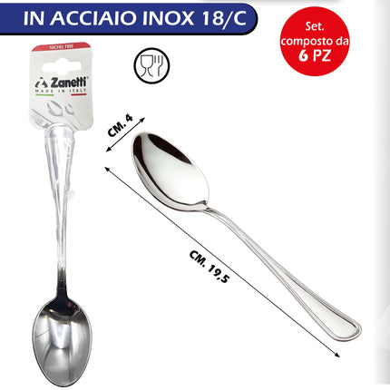 Posate Leonardo Conf. 6 Pz. 18/c Forchetta, Forchettina, Cucchiaio, Cucchiaino, Coltello