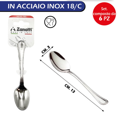 Posate Leonardo Conf. 6 Pz. 18/c Forchetta, Forchettina, Cucchiaio, Cucchiaino, Coltello