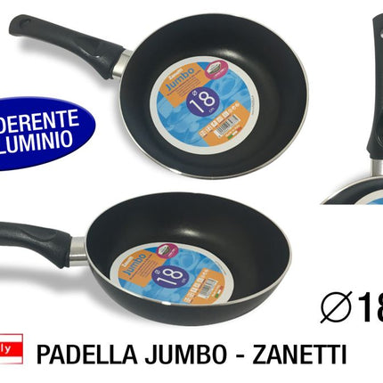 Padella Zanetti Jumbo in Alluminio Ø18-32 cm – Manico Bakelite, Compatibile Gas/Elettrico/Vetroceramica, Lavabile in Lavastoviglie, Made in Italy