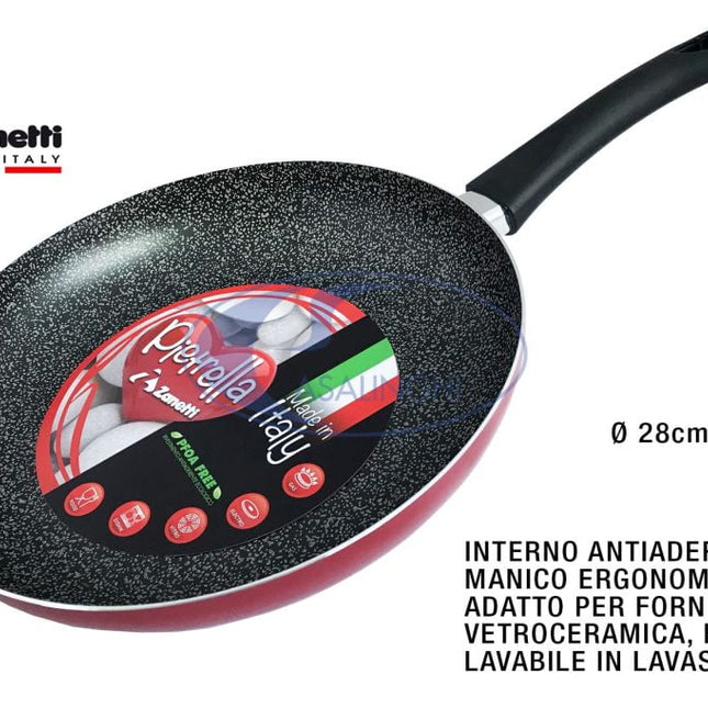Zanetti Padella La Rossa in Alluminio Ø18-32 cm – Manico Bakelite, Made in Italy, Compatibile Gas, Elettrico, Vetroceramica, Lavabile in Lavastoviglie Zanetti