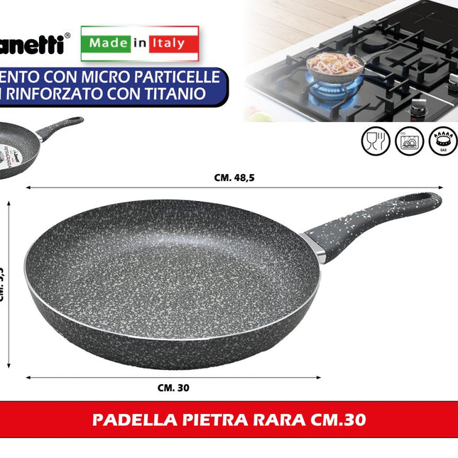 Zanetti Padella Pietra Rara in Varie Misure per Una Cottura Naturale E Uniforme 30 cm Zanetti
