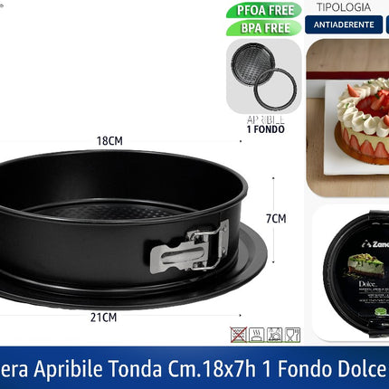 Tortiera Apribile Tonda Cm.18X7H 1 Fondo Dolce Casa Zanetti