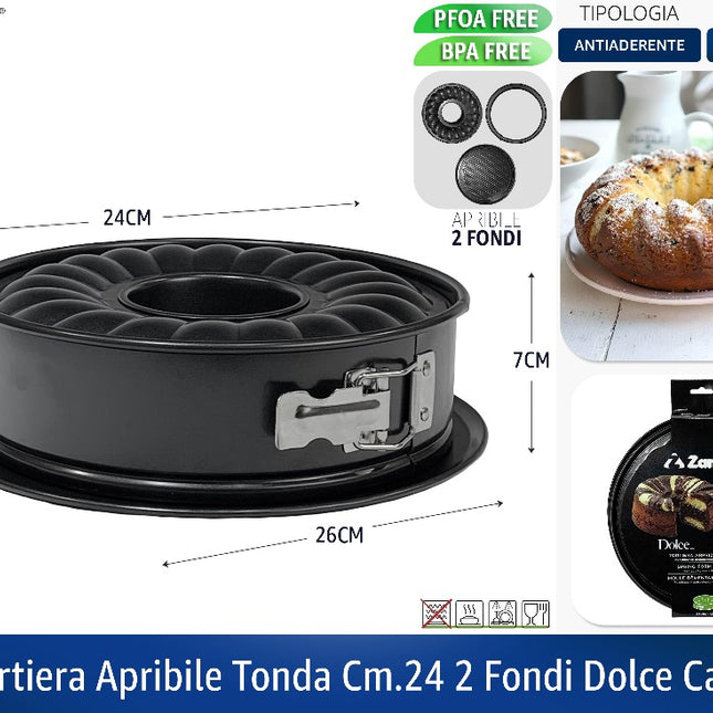Tortiera Apribile Tonda Cm.24 2 Fondi Dolce Casa Zanetti