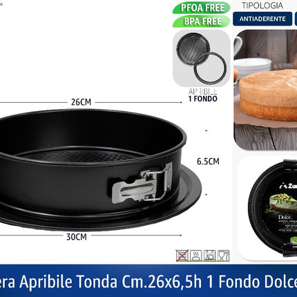 Tortiera Apribile Tonda Cm.26X6,5H 1 Fondo Dolce Casa Zanetti