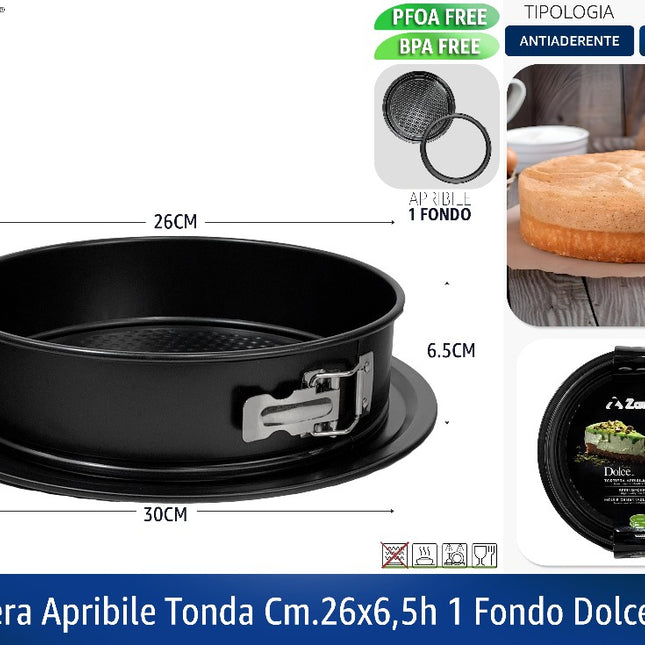 Tortiera Apribile Tonda Cm.26X6,5H 1 Fondo Dolce Casa Zanetti