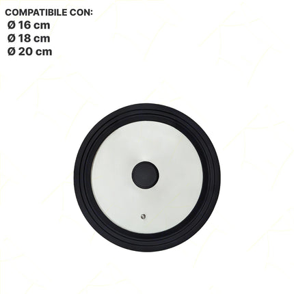 Coperchio Universale in Vetro Temperato con Bordo e Pomello in Silicone Adatto a Varie Misure Zanetti