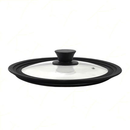 Coperchio Universale in Vetro Temperato con Bordo e Pomello in Silicone Adatto a Varie Misure