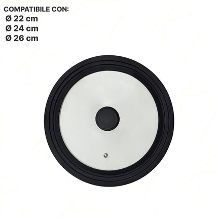 Coperchio Universale in Vetro Temperato con Bordo e Pomello in Silicone Adatto a Varie Misure Zanetti