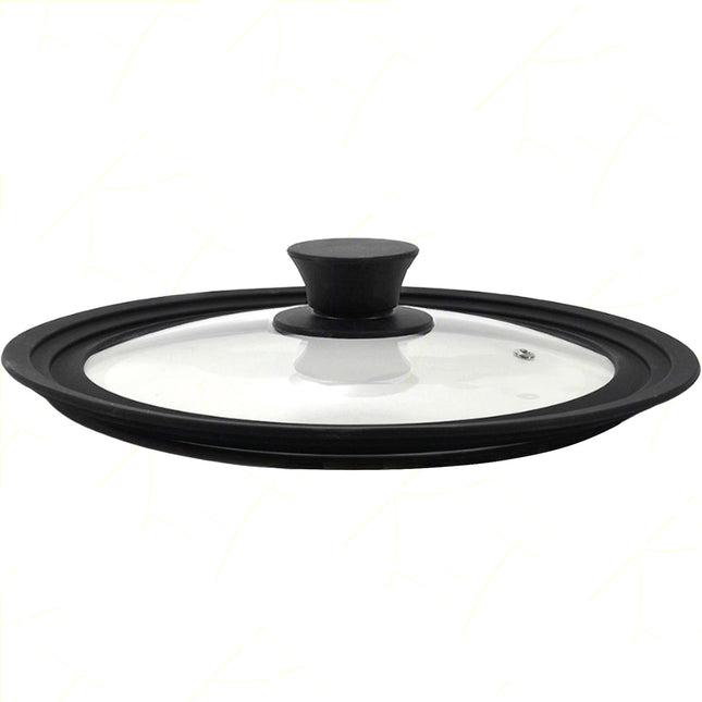 Coperchio Universale in Vetro Temperato con Bordo e Pomello in Silicone Adatto a Varie Misure