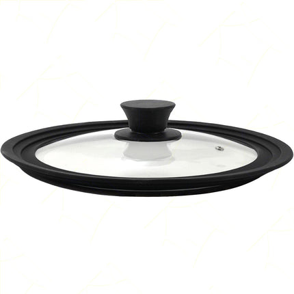 Coperchio Universale in Vetro Temperato con Bordo e Pomello in Silicone Adatto a Varie Misure Ø28 30 32 Zanetti