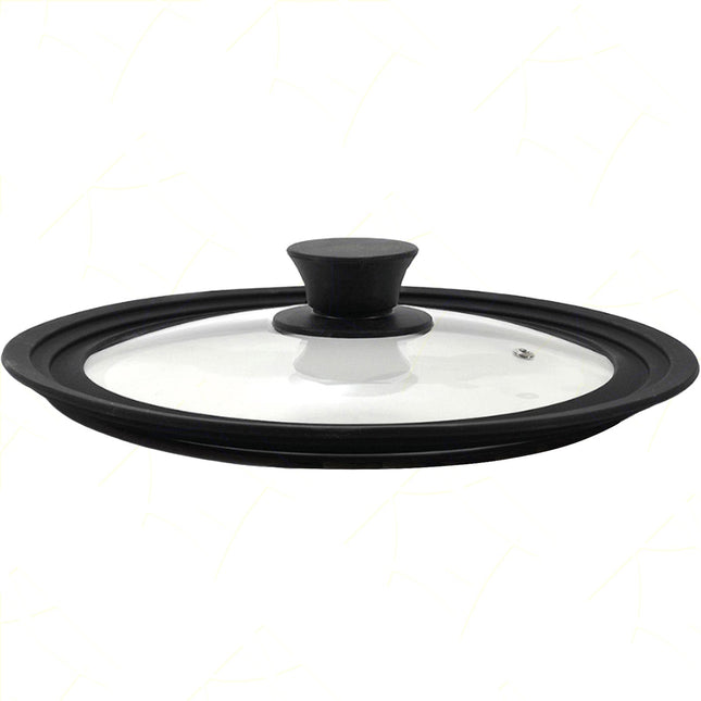Coperchio Universale in Vetro Temperato con Bordo e Pomello in Silicone Adatto a Varie Misure Ø28 30 32 Zanetti