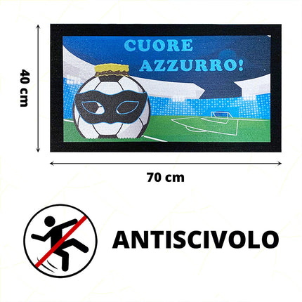 Zerbino Gomma Antiscivolo Tappeto per Esterno Napoli Pallone da Calcio 40×70 cm