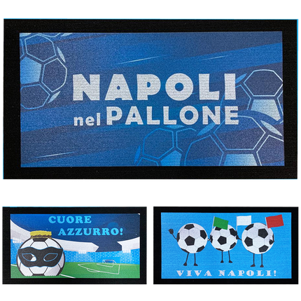 Zerbino Gomma Antiscivolo Tappeto per Esterno Napoli Pallone da Calcio 40×70 cm