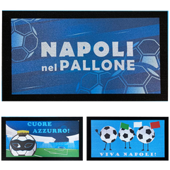 Zerbino Gomma Antiscivolo Tappeto per Esterno Napoli Pallone da Calcio 40×70 cm