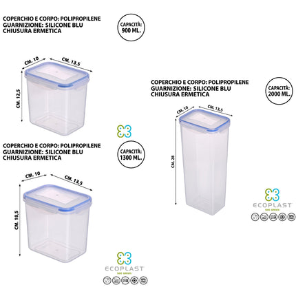 Set 10+1 Contenitori Ermetici Plastica BUNDLE Salvaspazio Cucina Cibo Senza BPA
