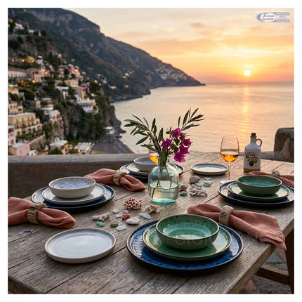 ARCA Servizio Piatti in Ceramica Reattiva, Set 18 Pezzi o Singoli, Piatti Colorati Moderni da Portata, Fondo e Dessert, Lavabili in Lavastoviglie Arca