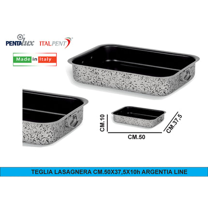 Italpent Teglia Lasagnera, Alluminio Antiaderente, 50 x 37.5 x 10h cm, Argentia Line, Made in italy Pentalux