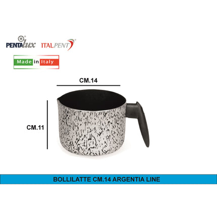 Italpent Bollilatte Alluminio Antiaderente, Argentia Line, Made in italy | Ø 12-14cm Ø 14 cm Pentalux