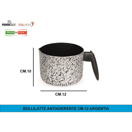 Italpent Bollilatte Alluminio Antiaderente, Argentia Line, Made in italy | Ø 12-14cm Ø 12 cm Pentalux