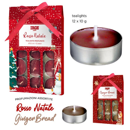 Tealight Set 12 Pz. Gr.10 Natalizio 2 Colori Assortiti