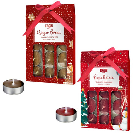 Tealight Set 12 Pz. Gr.10 Natalizio 2 Colori Assortiti