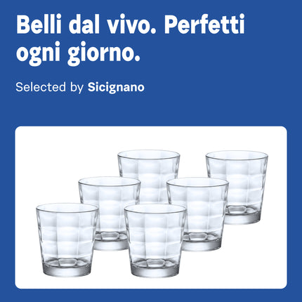 Bormioli Rocco Cube Set 6 Bicchieri 24,5 cl in Vetro di Alta Qualità, Servizio Bicchieri Acqua dal Design Moderno e Geometrico, Ideali per Bibite, Aperitivi e Tavola Elegante, Brillantezza Duratura Bormioli Rocco