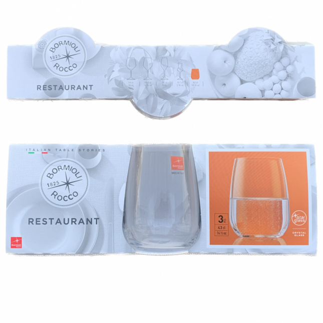 Bormioli Rocco Bicchiere Restaurant: Set 3 Pezzi Cl 43 Acqua