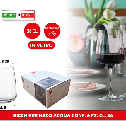 Bormioli Nexo Set 6 Bicchieri 36 cl + Bottiglia Optima 1 L – Servizio Acqua, Bibite e Vino / Vetro StarGlass XLT, Colori Trasparente Made in Italy Bormioli Luigi