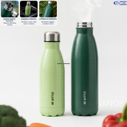 Borraccia Termica in Acciaio Inox 500/750 ml – Doppia Parete, Colori Assortiti, Bevande Fredde 24h e Calde 12h Borella Casalinghi srl