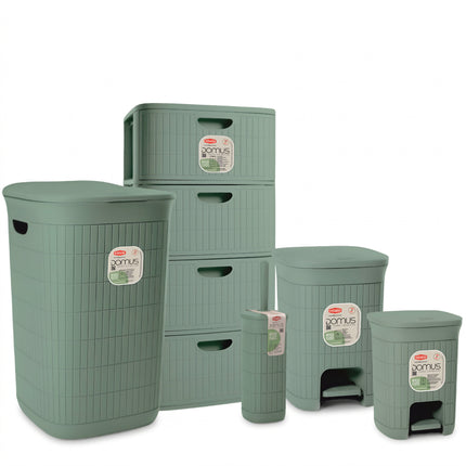 Bundle Domus 5 Pezzi Cassettiera + Portabiancheria + 2 Pattumiere + Scopino