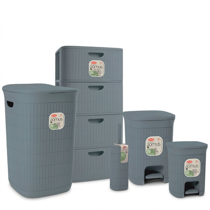 Bundle Domus 5 Pezzi Cassettiera + Portabiancheria + 2 Pattumiere + Scopino