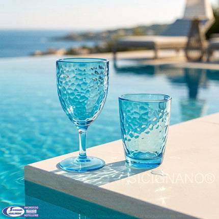 Bicchiere Tumbler Effetto Vetro Martellato in Acrilico Infrangibile (400ml) Arca