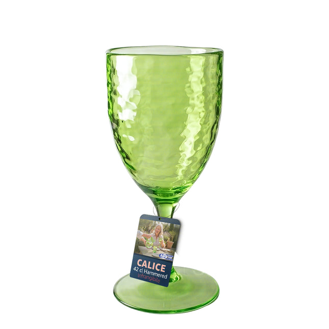 Calice Effetto Vetro Martellato in Acrilico Infrangibile (430ml) Verde lime 1 pz Arca