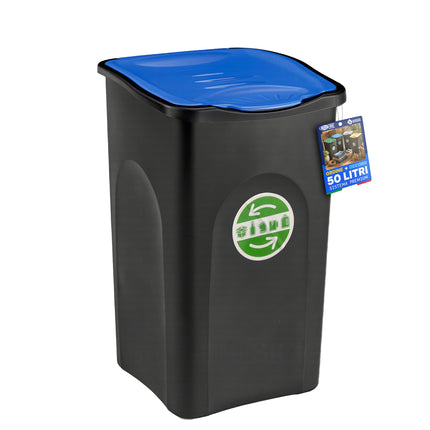 Pattumiera 50L Stefanplast Ecogreen – Bidone per Raccolta Differenziata Made in Italy, Compatto, Lavabile, per Interno ed Esterno Blu Stefanplast