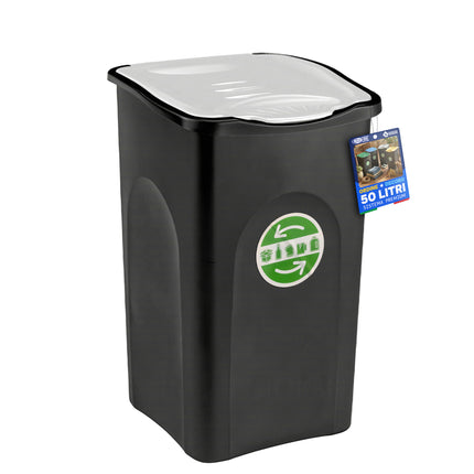 Pattumiera 50L Stefanplast Ecogreen – Bidone per Raccolta Differenziata Made in Italy, Compatto, Lavabile, per Interno ed Esterno Bianco Stefanplast