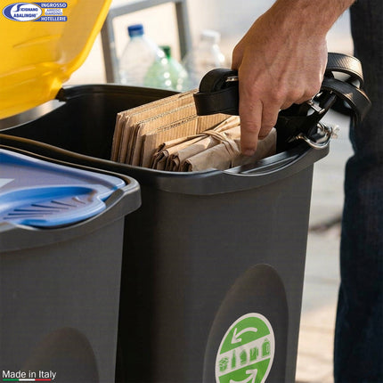 Pattumiera 50L Stefanplast Ecogreen – Bidone per Raccolta Differenziata Made in Italy, Compatto, Lavabile, per Interno ed Esterno Stefanplast