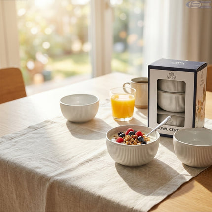 Set 3 Ciotole Impilabili Arca in Ceramica | Salvaspazio per Cucine Piccole (Ø 14 cm) Arca