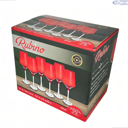 Set 6 Calici Rubino 43cl ARCA - Bicchieri in Vetro Temperato Rosso per Acqua e Cocktail Arca