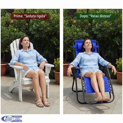 Sedia Sdraio Zero Gravity Pieghevole da Giardino in Acciaio e Textilene con Poggiatesta Casalinghi Sicignano