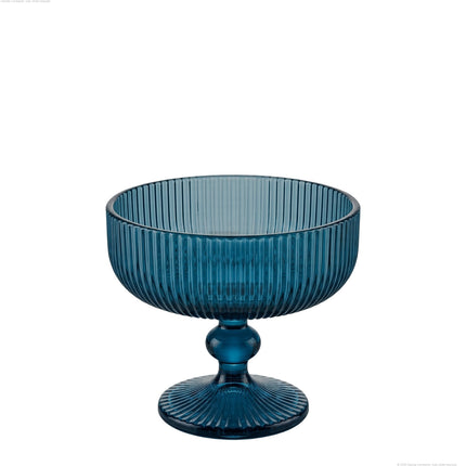 Coppa Gelato Vetro Blu Ottanio 290ml | Design a Coste Vintage | Set da 4/6 Pezzi per Dessert & Aperitivi | Elegant Aesthetic Tutto Tutto Meno Meno®