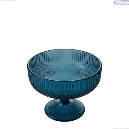 Coppa Gelato Vetro Blu Ottanio 290ml | Design a Coste Vintage | Set da 4/6 Pezzi per Dessert & Aperitivi | Elegant Aesthetic Tutto Tutto Meno Meno®
