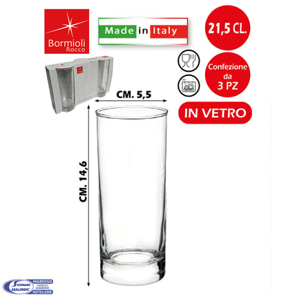 BICCHIERE CORTINA CONF. 3 PZ. CL.21,5 WHISKY Bormioli Rocco
