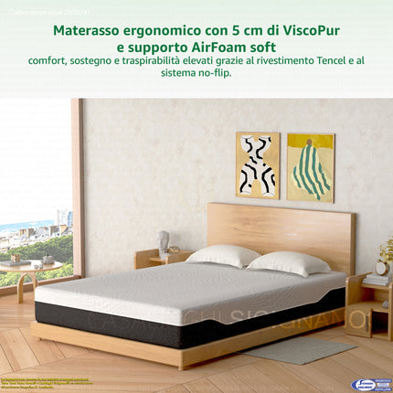 Materasso CAREZZA Airfoam Soft Memory Viscopur Sfoderabile Doppio Lato Tencel Anallergico Dispositivo Medico Casalinghi Sicignano